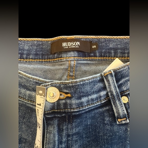 Hudson Lana Mid-Rise Distressed Slim Boyfriend Jeans, size 28 - Picture 5 of 8